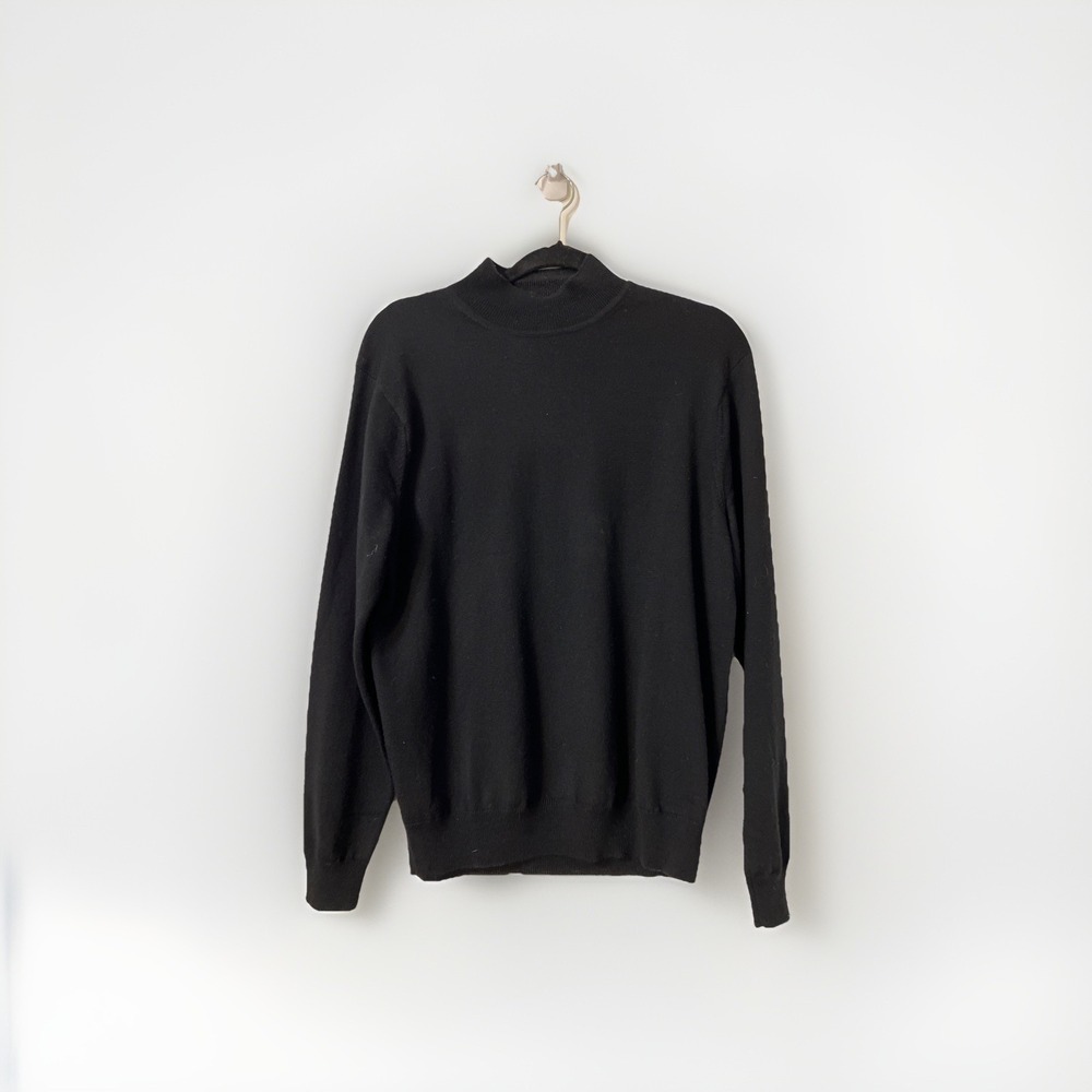 Alfani 100% Merino Wool‎ Made in Australia Mock Neck Sweater Sz M Black